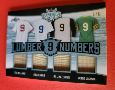 TED WILLIAMS ROGER MARIS BILL MAZEROSKI REGGIE JACKSON GU BAT CARD #d6/6 LUMBER 