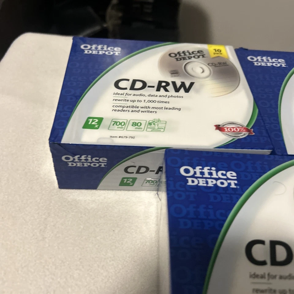 Office Depot Brand 10 Pack CD-RW 12X Speed 700MB 80Min Music Data Photos 3 Total - Image 2 of 4