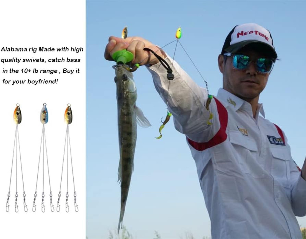 Alabama Rig for Bass Striper Fishing 3 Arms Umbrella A-Rig Fishing Lure Kit for - Image 2