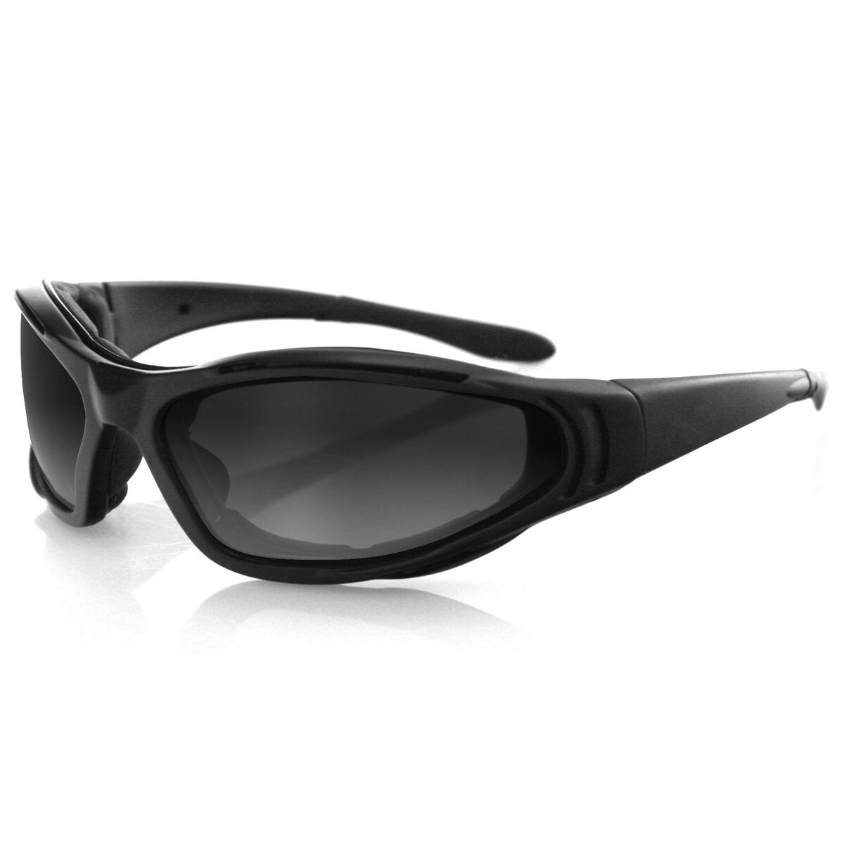 Bobster Raptor Round Sunglasses - Black Frame With 3 Interchangeable Lenses (Smoke, Amber, Clear), Includes Case