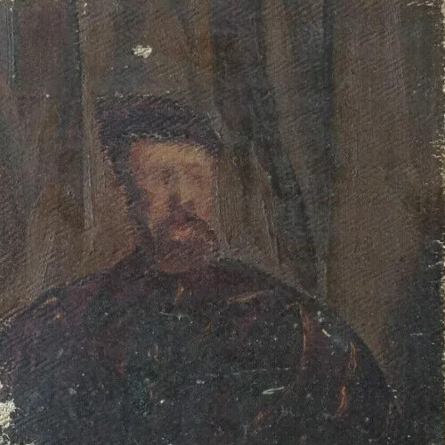 Antigua pintura al óleo original hombre retrato barba, rey Francisco siglo XIX