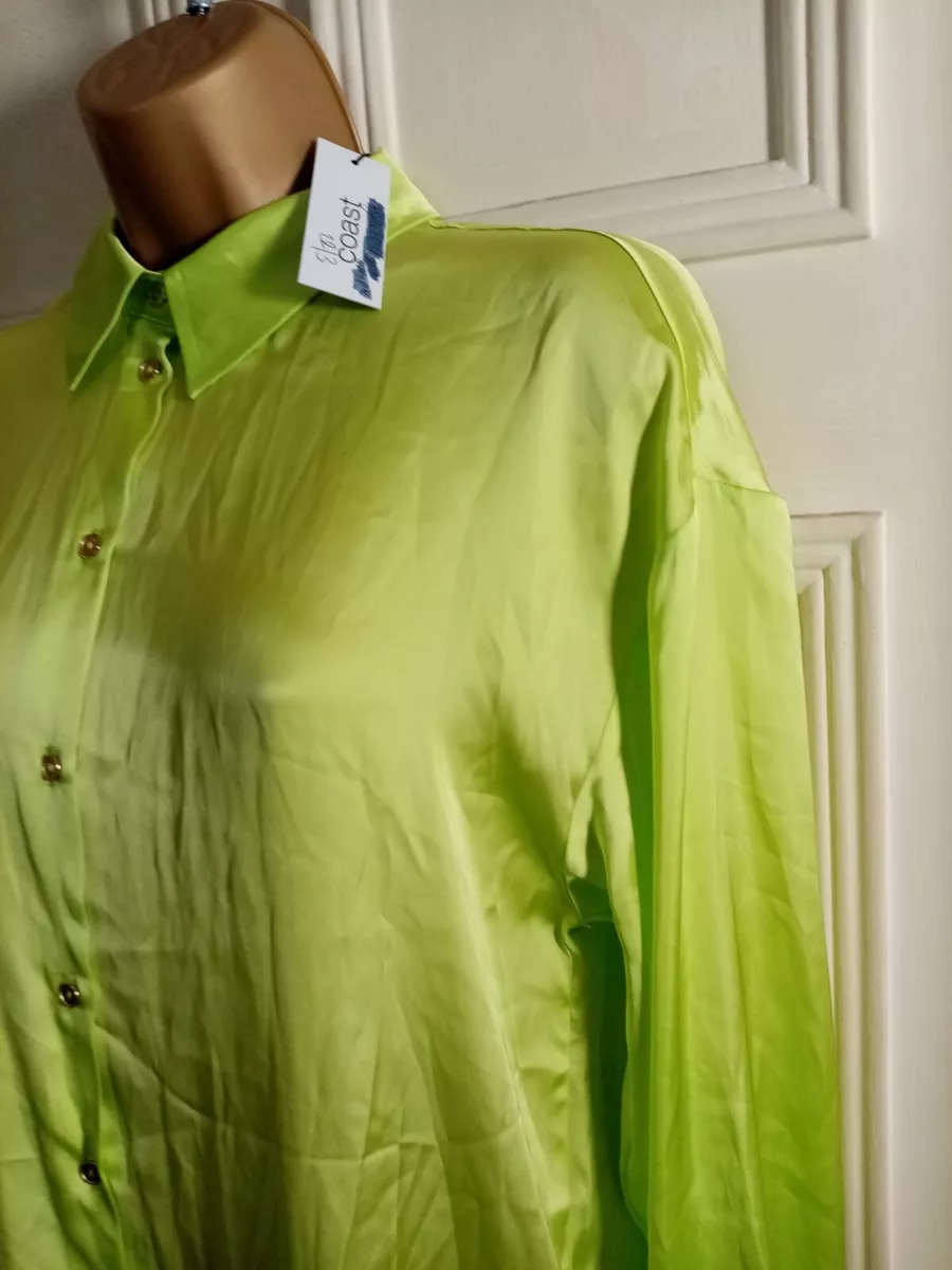Lime green top button up shirt