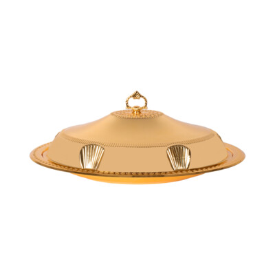 Edelstahl Gold/Silber Oval Glocke mit Tablett Essen Servierschale 40x57x12cm