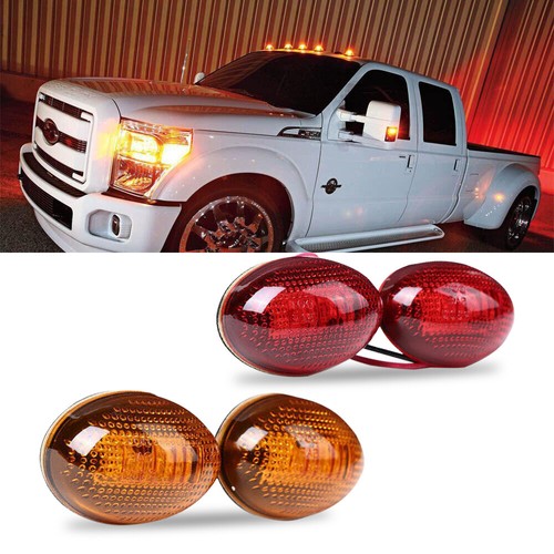 For 1999-10 Ford F350 Super Duty Truck Amber/Red Side Fender Marker LED Light 4X - Picture 4 of 14