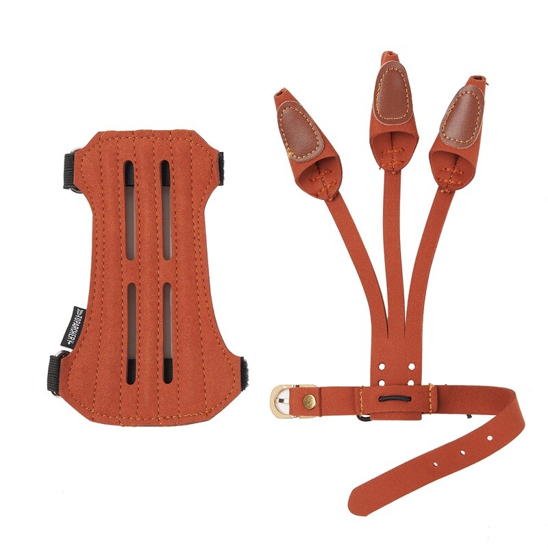 Arm Guard & 3Finger Glove Protector Gear for Archery Recurve Bow