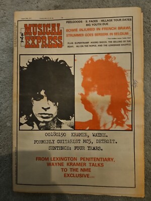 NME New Musical Express August 20th 1977, Wayne Kramer Cover