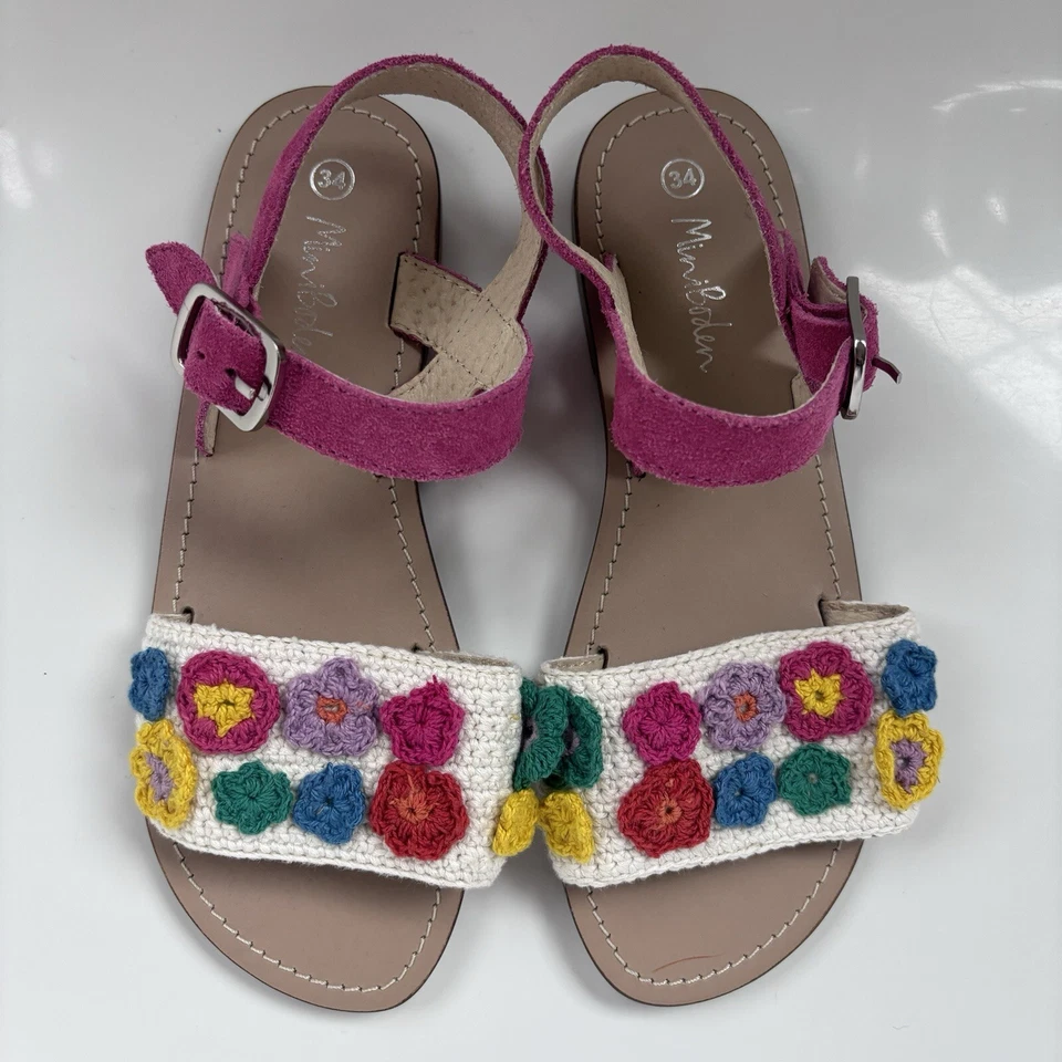 Sandalias mini bodwn-crochet nuevas sin etiquetas, varias flores talla EU34-US2.5 Foto 3 de 4