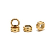 50pcs Real Gold Plated Stainless Steel 6mm Flat Round Beads Hole size 4mm