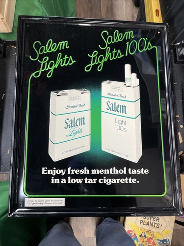 Vintage 1977 Salem Lights & Salem 100's Cigarettes Tin Sign