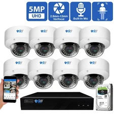 8 Channel NVR 8 x 5MP AI 2.8-12mm Varifocal Mic IP PoE Dome Security Camera 2TB