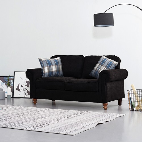 Luxury 2, 3 Seater Linen Fabric Couch Sofa Armchair with 2 Pillows Living Room - Picture 47 of 86