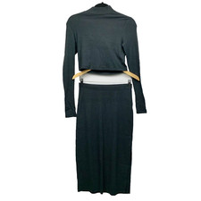 JUEGO DE 2 PIEZAS UGG TOP ACANALADO NIMAH Y FALDA GIANNI NEGRO ALGODÓN ORGÁNICO MUJER S