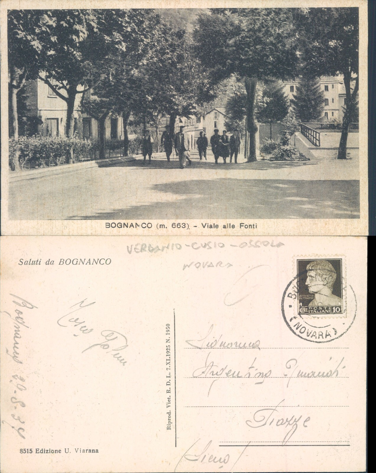 BOGNANCO 1939,PANORAMICA ANIMATA SU VIALE ALLE FONTI-65359