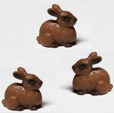 DOLL HOUSE SHOPPE Toy Bunny Rabbit Easter Set/3 Brwn Game Pcs DollHouse Shopp Micro-mini Miniature
