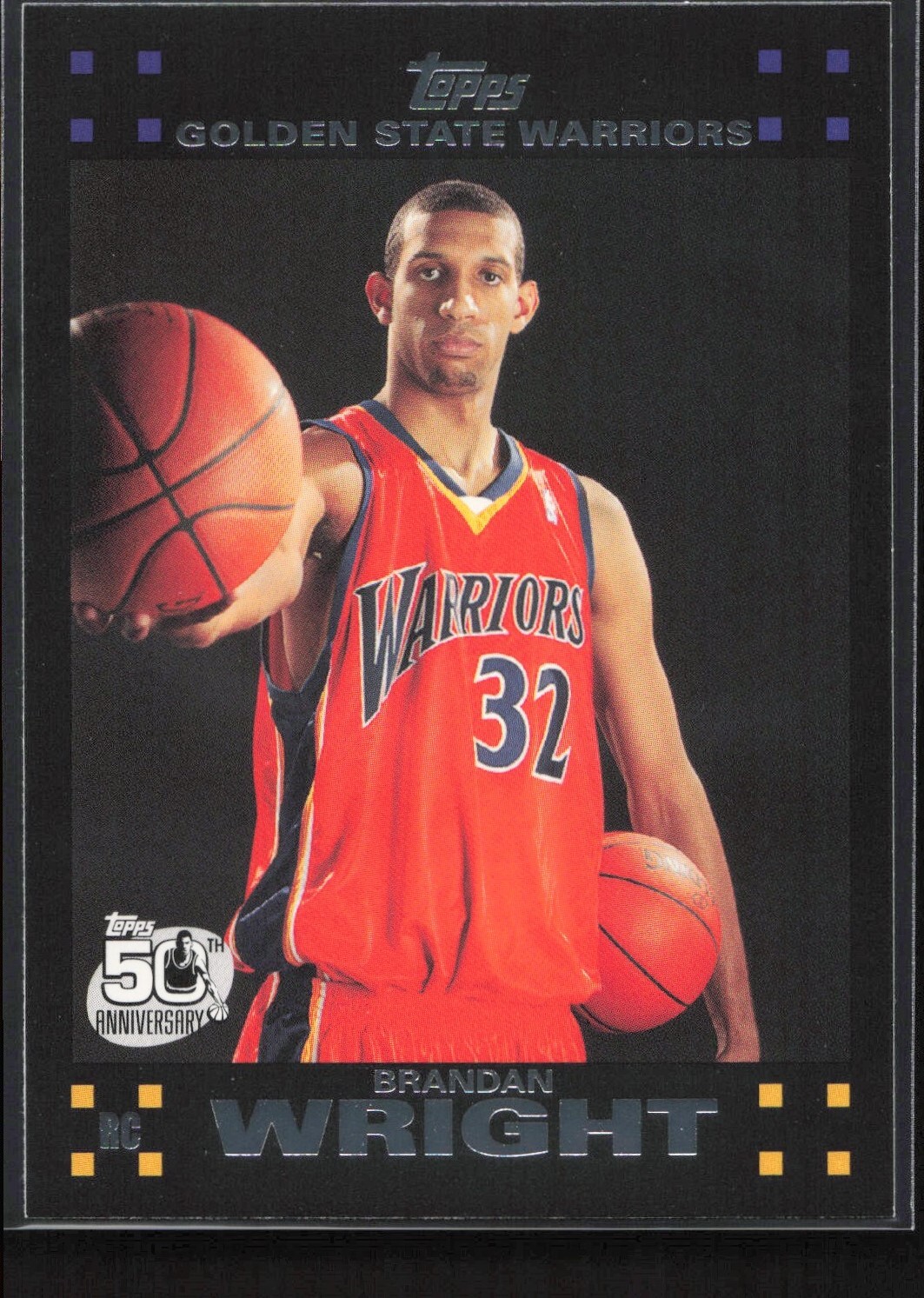 2007-08 Topps Black Border Brandan Wright RC #118 Golden State Warriors