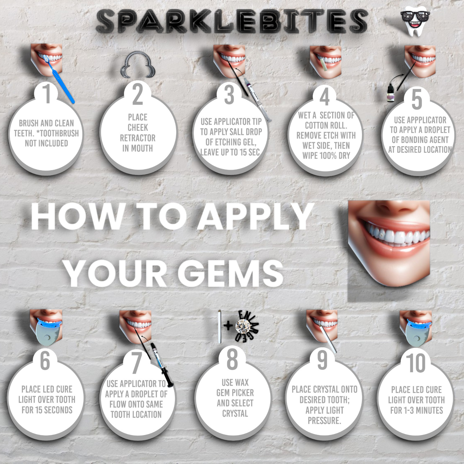 SparkleBites Professional Tooth Gem Strong tooth gem glue and