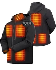 ARRIS Men`s Heated Jacket, Electric Windproof with 7.4V Battery&Detachable Hood