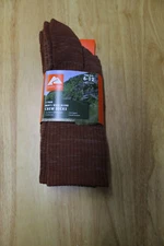 Ozark Trail Men's Merino Wool Blend Crew Socks-Cognac Brown-Size 6-12-238679-NWT