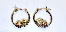 Gorgeous 14K Yellow  Rose Gold Floral Rose .7" Hoop Earrings