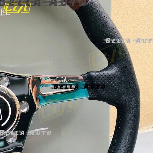 Volante de madera para coche clásico diseño en forma de D aspecto de madera volante de carreras - Imagen 8 de 11