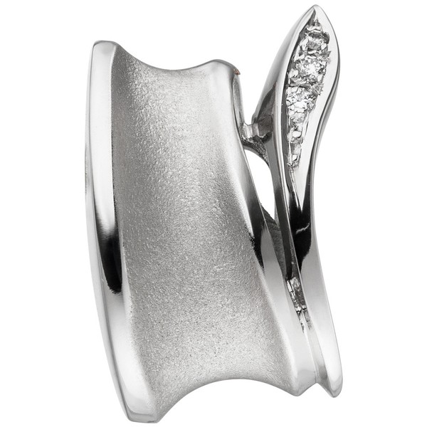 AnhäNger Mit 3 Diamanten Brillanten Teilmattiert 585 Gold WeißGold GoldanhäNger-image
