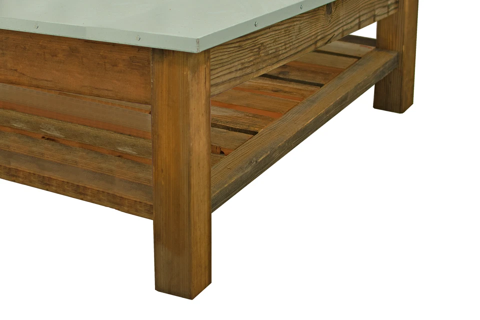 Mesa de centro de patio Redwood y mesa auxiliar de jardín al aire libre mesa de acero inoxidable Foto 4 de 4