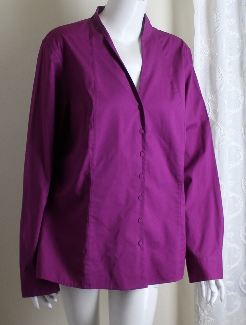 NWT Talbots Sz 18 Magenta Gorgeous Cotton Poplin Blouse Shirt Top