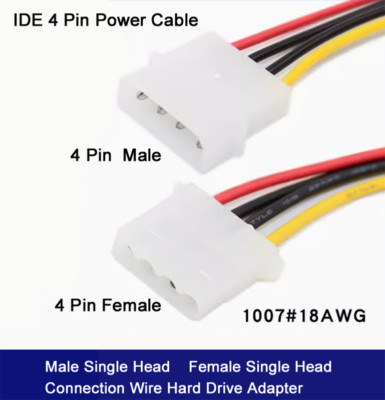 IDE 4 Pin Power Cable Male Female Single Head Connection Wire Hard Drive Adapter