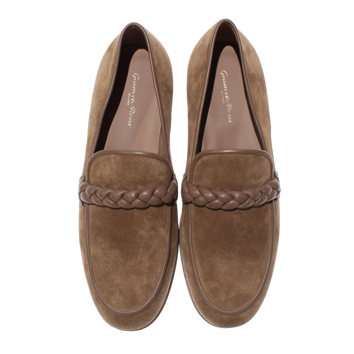 Gianvito Rossi Massimo Suede Slip On Loafers Size 43 US 10 Camel Brown Braided Gianvito Rossi NWB Massimo Suede Slip On Loafers Size 43 US  main image 4