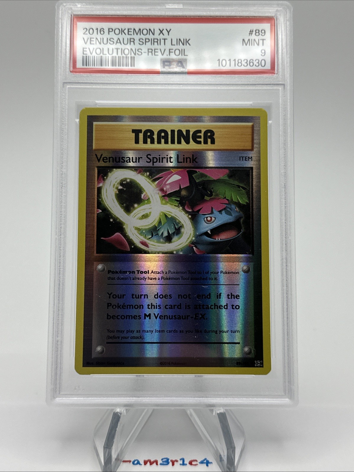 PSA 9 MINT Venusaur Spirit Link Reverse Holo 89/108 – Pokémon Evolutions XY
