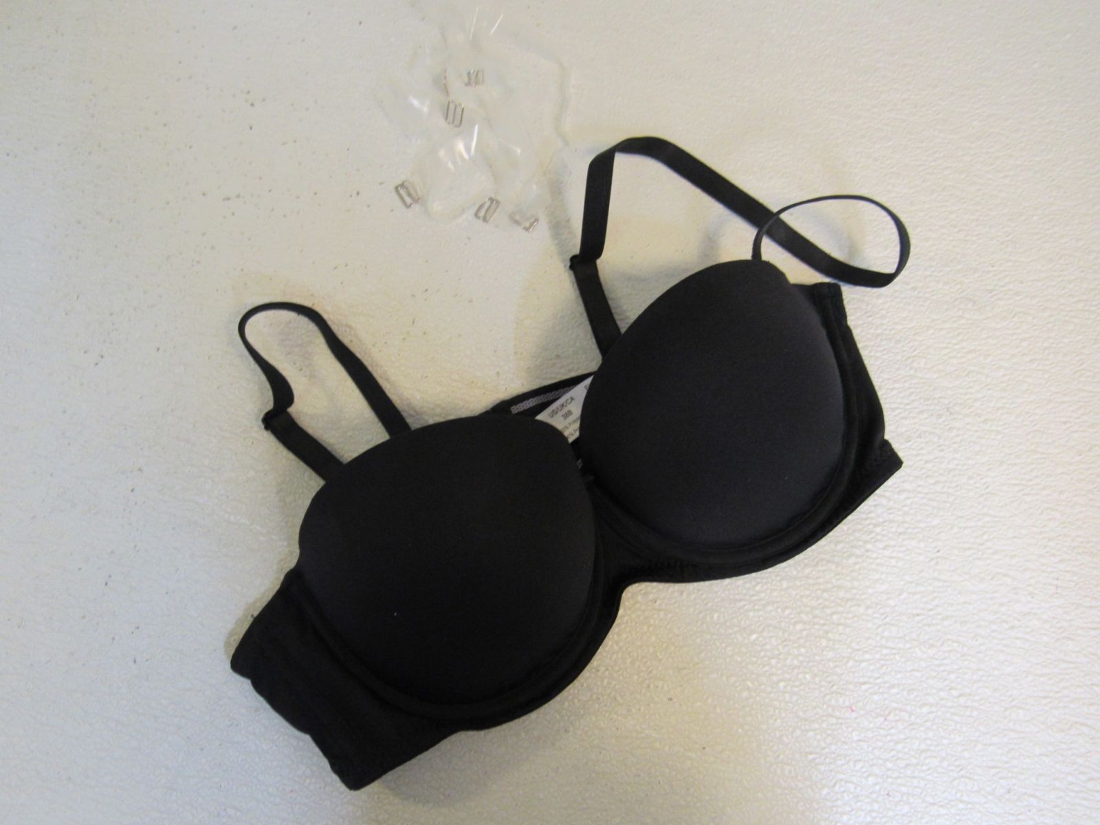 HWDI Push Up Bra Convertible Black Polyester Spandex Female Size 38D