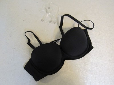 HWDI Push Up Bra Convertible Black Polyester Spandex Female Size 38D