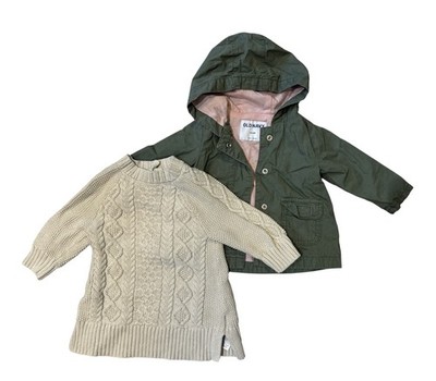 Girls Size 6-12 Months Old Navy Green Jacket, Gap Sweater