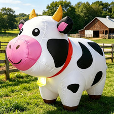 6FT Inflatable Cow Outdoor Decorations Blow up Yard Decorations with LED Lights,