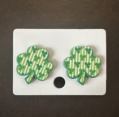 Woman s/Girls St Patrick s Day Shamrock Green Clover Stud Earrings