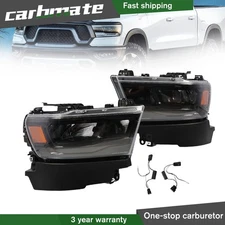 Halogen UPGRADE To FULL LED Black Headlight For 2019-2024 Ram 1500 w/Adapter