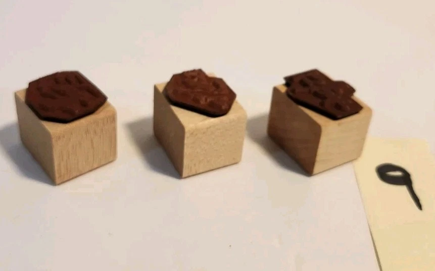  Lote de estampillas de goma de madera artesanales deseos chinos felicidad amor gracias asiático Foto 4 de 4