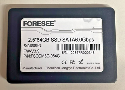 Foresee 64GB 2,5'' SSD S40JS064G FSCGM3C-064G mit Windows 11 Pro - 100% Gesundheit