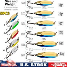  5pcs Metal Spoon Fishing Lure Bass Bait Spinnerbait Kit Split Ring Treble Hook