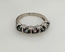925 Sterling Silver Mystic Topaz Five Stone Prong Set Band Ring Size 7.25 12BB