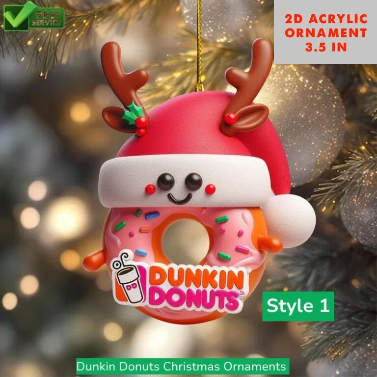 Dunkin Donuts Christmas Acrylic Ornament