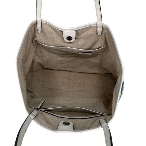 Bolso de Mano Brooks Brothers Estampado Floral Lona y Cuero Borde Saco Defectos Leer - Imagen 14 de 21