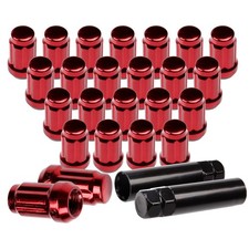 24 + 2 keys Spline Lug Nuts 12x1.5 For Toyota 4Runner Sequoia 1.38'' Tall Red