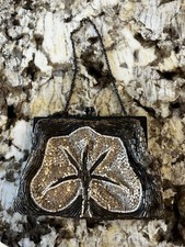 Antique French Cut Steel Micro Bead Sequin Purse Hand Made Art Deco Early 1900s