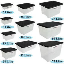 High Quality Plastic Storage Clear Box With Lids Home Office Stackable UK Made