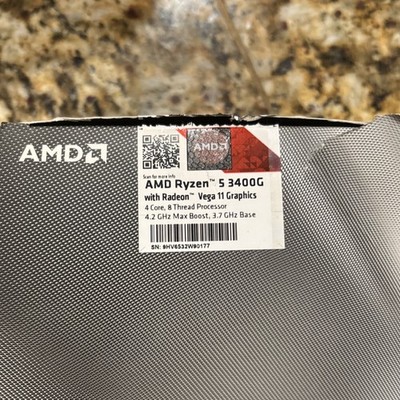 AMD Ryzen 5 3400G 4-Core Processor 4.2GHz Max Boost with Radeon