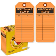 100 Pack Maintenance Record Fluorescent Orange Tags 3x6.25 Inch Cardstock