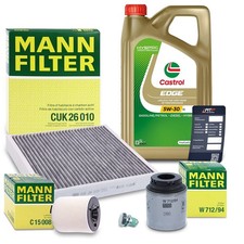 MANN-FILTER INSPEKTIONSPAKET+5L CASTROL EDGE 5W-30 LL FÜR SEAT IBIZA 4 6J