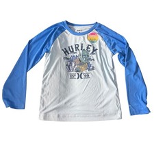 Hurley Boys Rash Guard Long Sleeve Swim Shirt UPF 50 Blue Treasure Chest Size 6