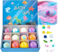 12-Pack Bath Ball Bombs with Hidden Ocean Toy...